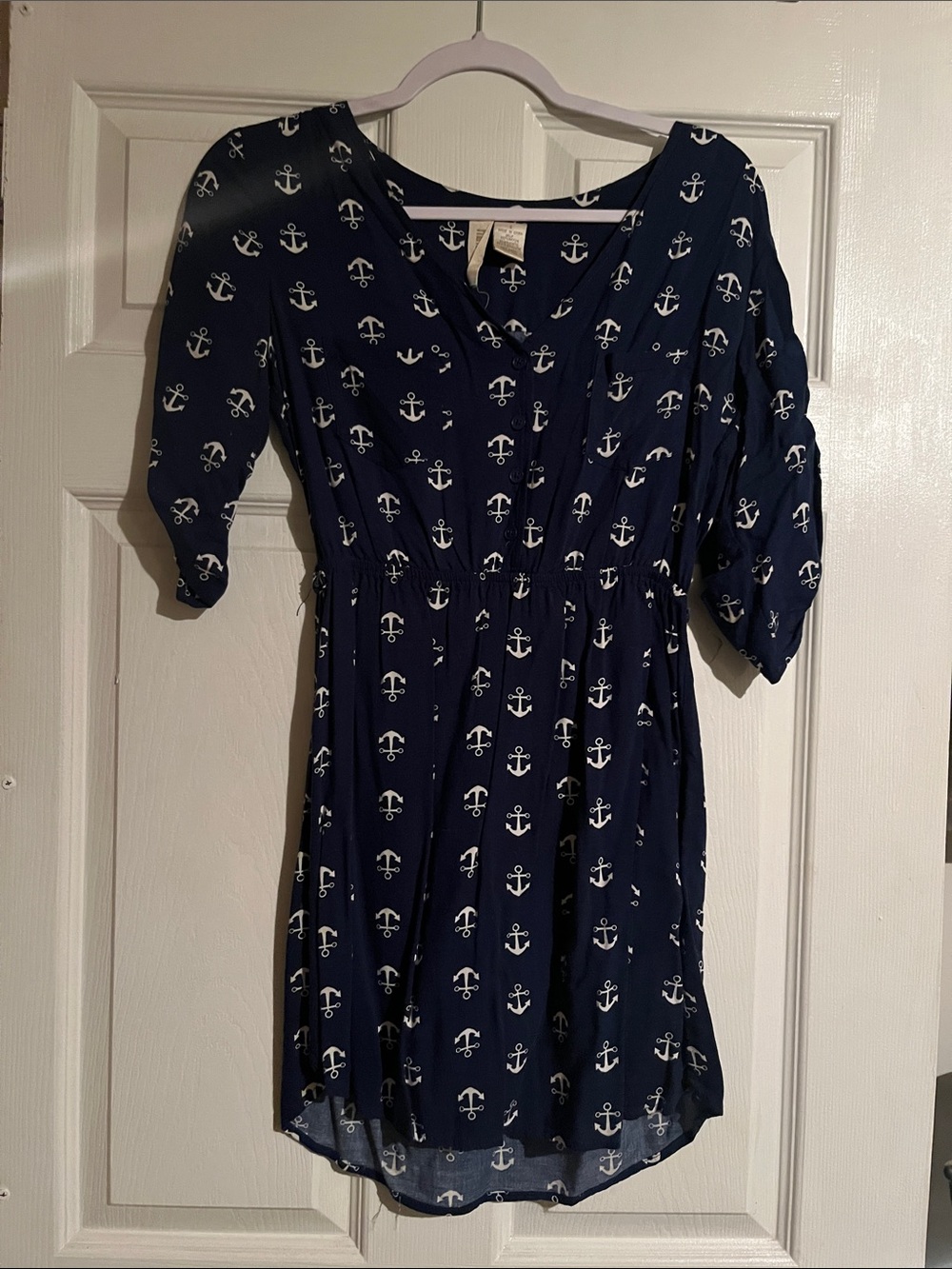Mimi Chica Navy Blue Anchor Print Short Dress